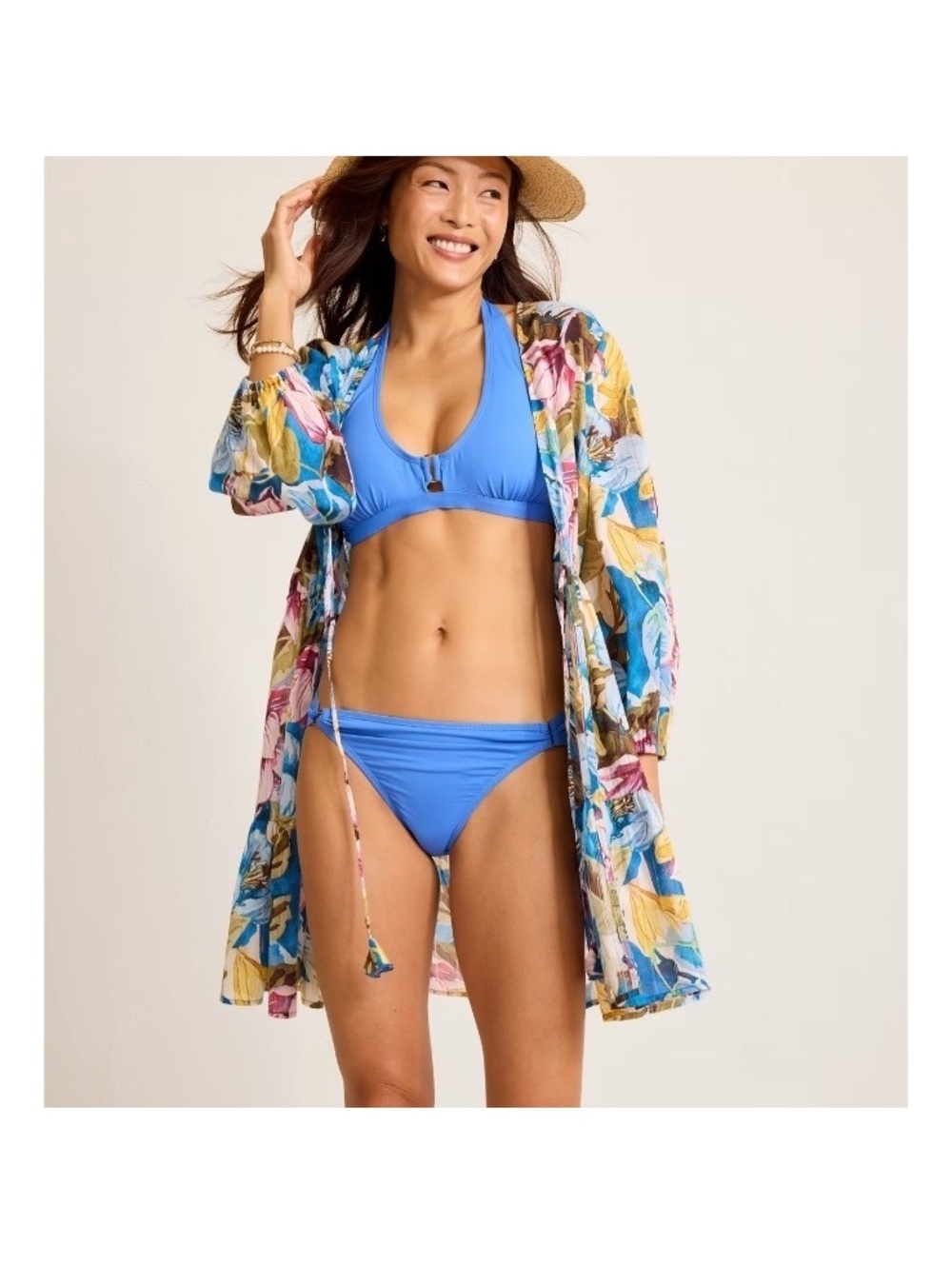 NWT Tommy Bahama Playa Marbella Open Front Beach Tunic Blue Floral Women’s Small - Picture 15 of 15